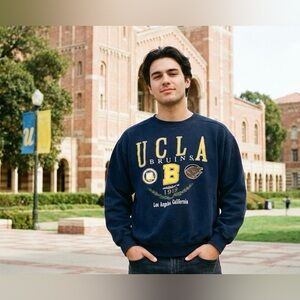 Vintage 90s UCLA Bruins Sweatshirt GALT Crew Large Navy Spell Out University